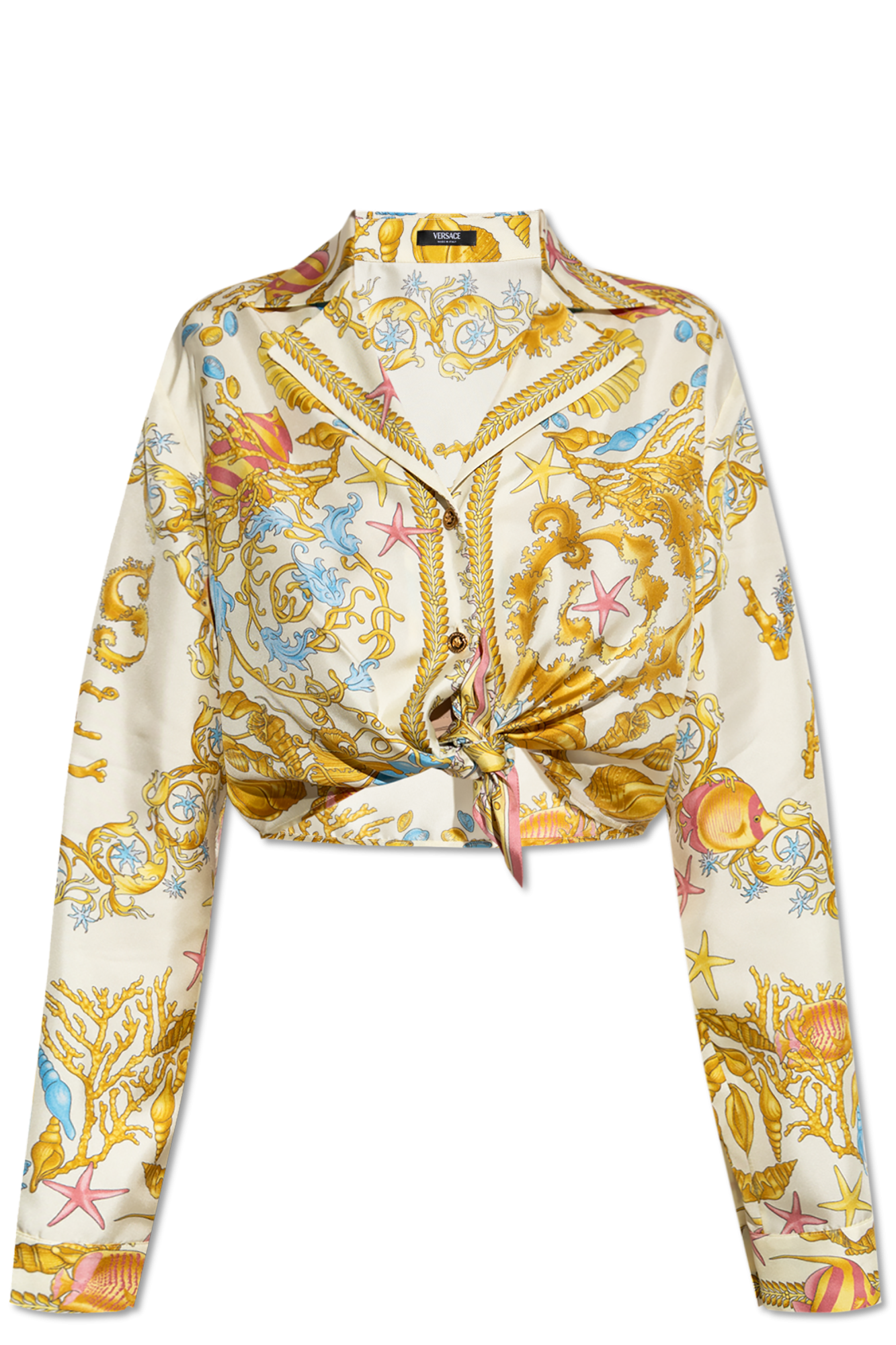 Tシャツ・カットソー VERSACE 'Underwater Barocco' shirt (10203071A14746 5K640) Underwater Barocco Silk Shirt Multicolor,Gold | VERSACE CA